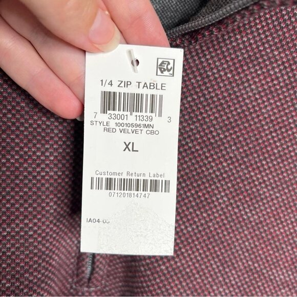 Tasso Elba Mens Size XL NEW Red Velvet 1/4 Zip Pullover Longsleeve Top Shirt - Picture 7 of 10